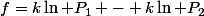 f=k\ln P_1 - k\ln P_2