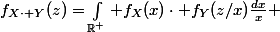 f_{X\cdot Y}(z)=\int_{\R^+} f_X(x)\cdot f_Y(z/x)\frac{dx}{x} 