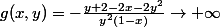 g(x,y)=-\frac{y+2-2x-2y^2}{y^2(1-x)}\to \infty