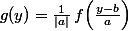g(y)=\frac{1}{|a|}\,f\!\left(\frac{y-b}{a}\right)