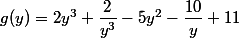 g(y)=2y^3+\dfrac2{y^3}-5y^2-\dfrac{10}y+11