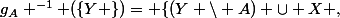 g_A ^{-1} (\{Y \})= \{(Y \setminus A) \cup X ,\;  X \subset A \}