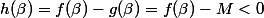 h(\beta)=f(\beta)-g(\beta)=f(\beta)-M<0