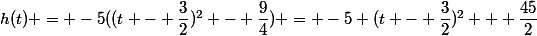 h(t) = -5((t - \dfrac{3}{2})^2 - \dfrac{9}{4}) = -5 (t - \dfrac{3}{2})^2 + \dfrac{45}{2}