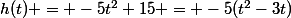 h(t) = -5t^2+15 = -5(t^2-3t)