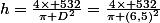 h=\frac{4\times 532}{\pi D^2}=\frac{4\times 532}{\pi (6,5)^2}