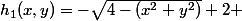 h_1(x,y)=-\sqrt{4-(x^2+y^2)}+2 