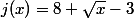 j(x)=8 \sqrt{x}-3