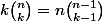 k\binom{n}{k}=n\binom{n-1}{k-1}