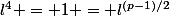 l^{4} = 1 = l^{(p-1)/2}