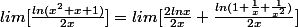 lim[\frac{ln(x^2+x+1)}{2x}]=lim[\frac{2lnx}{2x}+\frac{ln(1+\frac{1}{x}+\frac{1}{x^2})}{2x}]