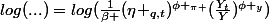 log(...)=log(\frac{1}{\beta }(\eta _{q,t})^{\phi _{\pi }}(\frac{Y_{t}}{Y})^{\phi _{y}})