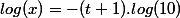 log(x)=-(t+1).log(10)