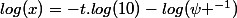 log(x)=-t.log(10)-log(\psi ^{-1})