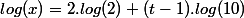 log(x)=2.log(2)+(t-1).log(10)