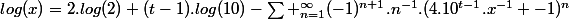 log(x)=2.log(2)+(t-1).log(10)-\sum _{n=1}^{\infty}(-1)^{n+1}.n^{-1}.(4.10^{t-1}.x^{-1} -1)^{n}