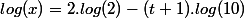 log(x)=2.log(2)-(t+1).log(10)