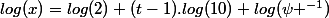 log(x)=log(2)+(t-1).log(10)+log(\psi ^{-1})