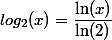 log_2(x)=\dfrac{\ln(x)}{\ln(2)}