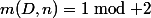 m(D,n)=1\bmod 2