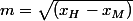 m=\sqrt{(x_{H}-x_{M})&sup2;+(y_{H}-y_{M})&sup2;+(z_{H}-z_{M})&sup2;}