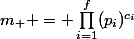 m_+ = \prod_{i=1}^{f}(p_{i})^{c_{i}}