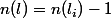 n(l)=n(l_i)-1
