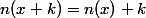 n(x+k)=n(x)+k