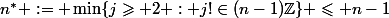n^\ast := \min\{j\geqslant 2 : j!\in(n-1)\Z\} \leqslant n-1