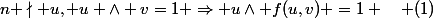n \nmid u, u \wedge v=1 \Rightarrow u\wedge f(u,v) =1 \quad (1)