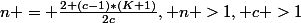 n = \frac{2+(c-1)*(K+1)}{2c}, n >1, c >1