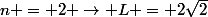 n = 2 \rightarrow L = 2\sqrt{2}