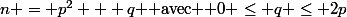 n = p^2 + q $ avec $ 0 \le q \le 2p