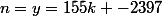 n=y=155k -2397