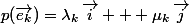 p(\vec{e_k})=\lambda_k\,\vec{i} + \mu_k\,\vec{j}