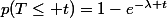 p(T\le t)=1-e^{-\lambda t}