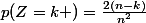 p(Z=k )=\frac{2(n-k)}{n^2}