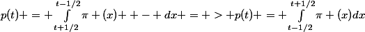 p(t) = \int_{t+1/2}^{t-1/2}{\pi (x) } - dx = > p(t) = \int_{t-1/2}^{t+1/2}{\pi (x)}dx