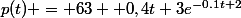 p(t) = 63 +0,4t+3e^{-0.1t+2}