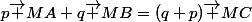 p\vec {MA}+q\vec {MB}=(q+p)\vec {MC}