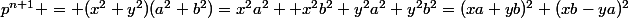 p^{n+1} = (x^2+y^2)(a^2+b^2)=x^2a^2 +x^2b^2+y^2a^2+y^2b^2=(xa+yb)^2+(xb-ya)^2