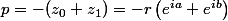 p=-(z_0+z_1)=-r\left(e^{ia}+e^{ib}\right)