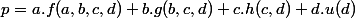 p=a.f(a,b,c,d)+b.g(b,c,d)+c.h(c,d)+d.u(d)