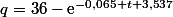 q=36-\text{e}^{-0,065 t+3,537}