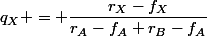 q_X = \dfrac{r_X-f_X}{r_A-f_A+r_B-f_A}
