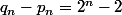 q_n-p_n=2^n-2