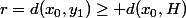 r=d(x_0,y_1)\ge d(x_0,H)