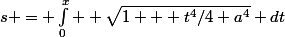 s = \int_0^x  \sqrt{1 + t^4/4 a^4} dt