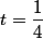 t=\dfrac{1}{4}