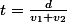 t=\frac{d}{v_1+v_2}